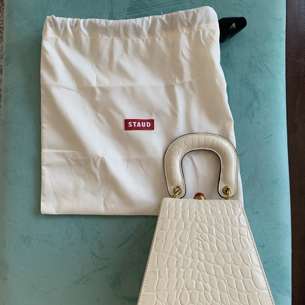 Staud Crocodile Leather Embossed Kenny Bag